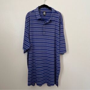 FootJoy FJ Golf Shirt Polo Size 2XLarge Stripes Blue Short Sleeves